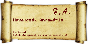 Havancsák Annamária névjegykártya